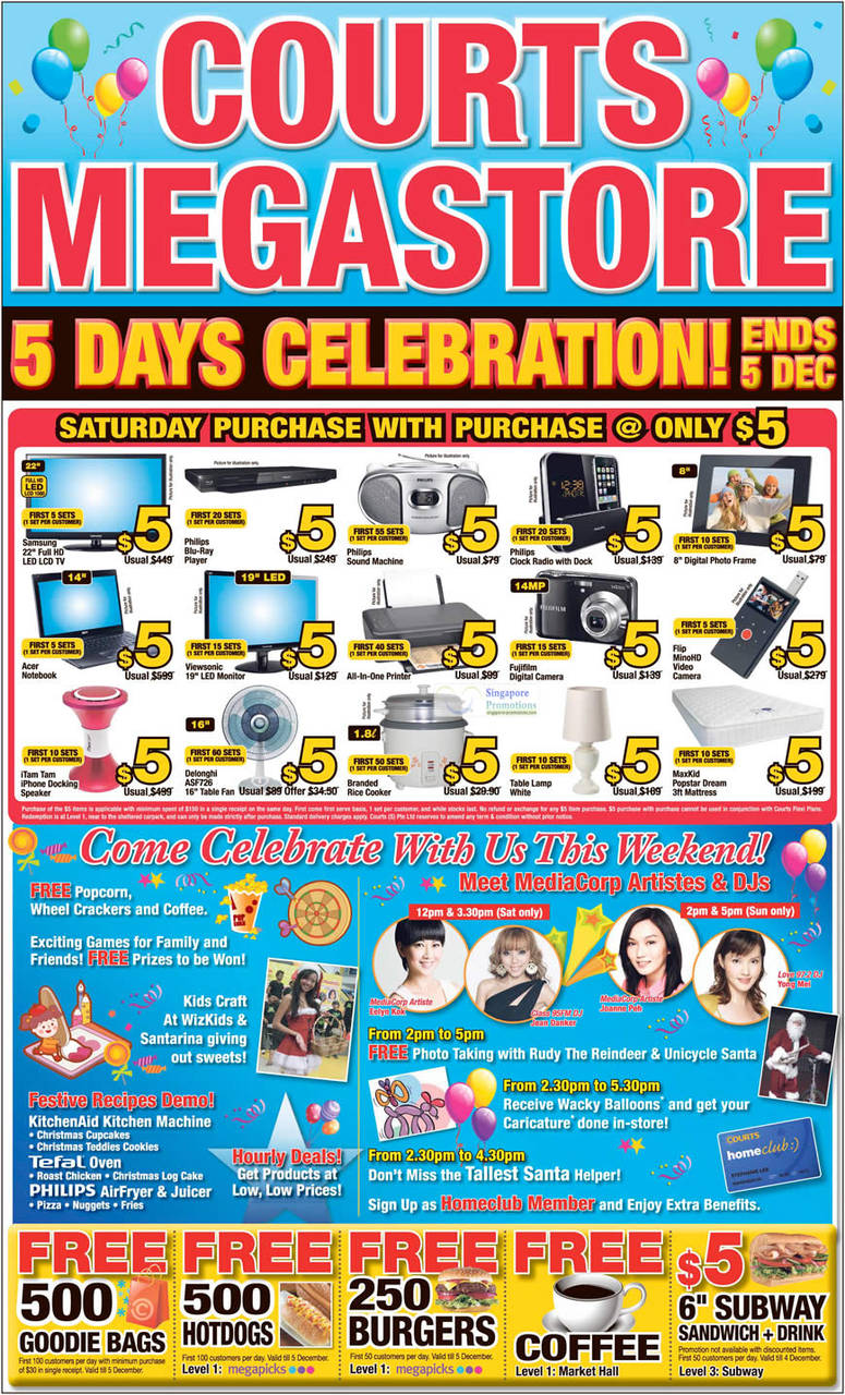 3 Dec Five Dollar Deals, Celebrations, Free PopCorn