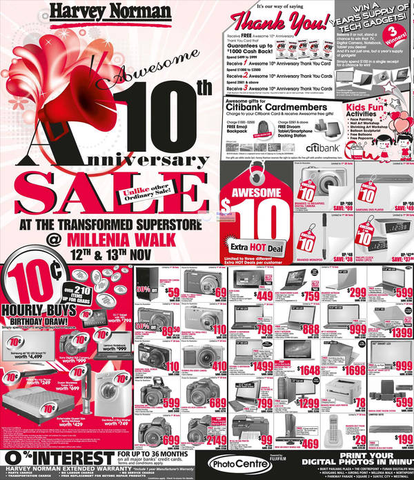 Featured image for (EXPIRED) Harvey Norman 10th Anniversary Sale @ Millenia Walk 12 – 13 Nov 2011