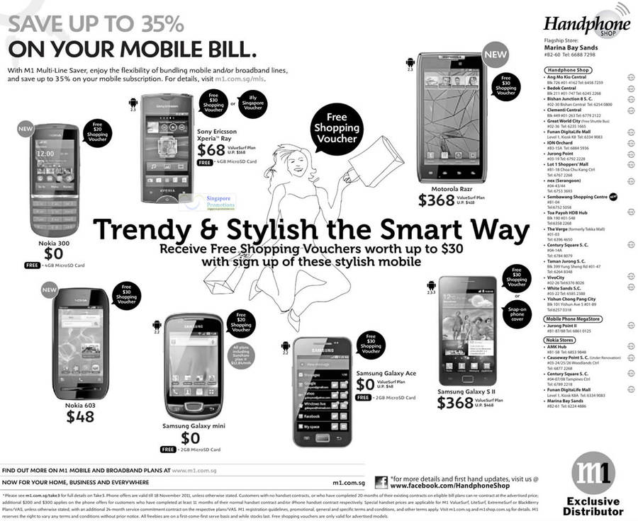 Handphone Shop Nokia 300, Sony Ericsson Xperia Ray, Motorola Razr, Nokia 603, Samsung Galaxy Mini, Samsung Galaxy Ace, Samsung Galaxy S II