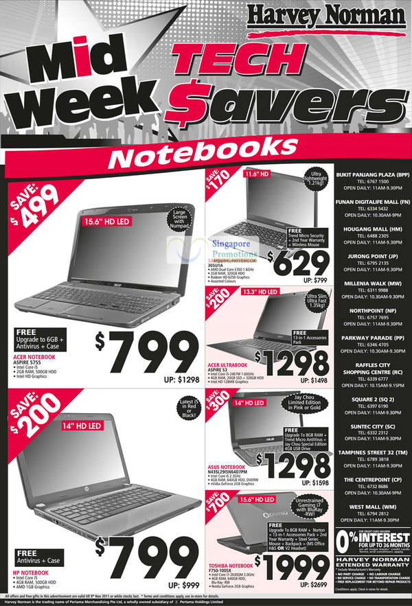 Featured image for (EXPIRED) Harvey Norman Notebooks Special Offers 3 – 9 Nov 2011