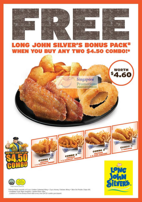 Featured image for (EXPIRED) Long John Silver Free Bonus Pack With Every Two $4.50 Combo Purchase 1 Nov 2011