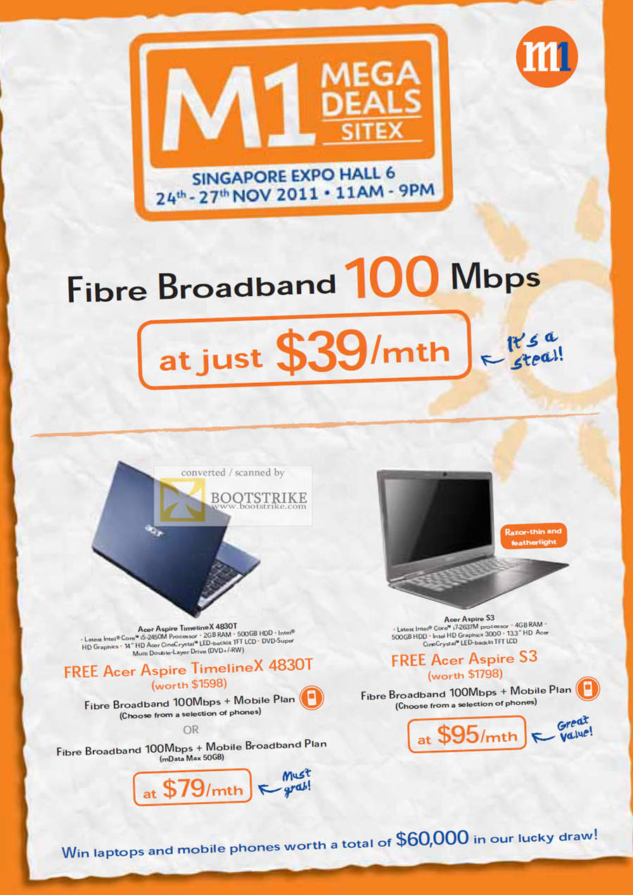 M1 Fibre Broadband 100Mbps, Acer Aspire TimelineX 4830T Notebook, Acer Aspire S3 Notebook