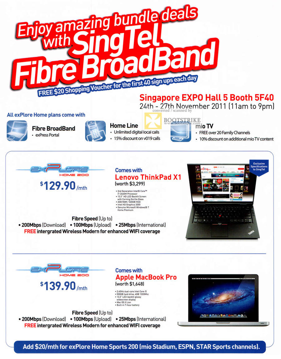 Singtel Fibre Broadband Explore Home 200, Free Lenovo Thinkpad X1, Apple MacBook Pro