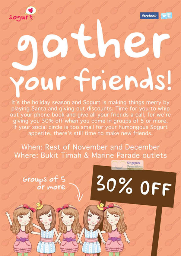 Featured image for (EXPIRED) Sogurt 30% Off Discount When Coming In Groups of Five 17 Nov – 31 Dec 2011