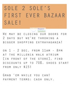 Featured image for (EXPIRED) Sole 2 Sole Bazaar Up To 70% Off Sale @ Millenia Walk 1 – 2 Dec 2011