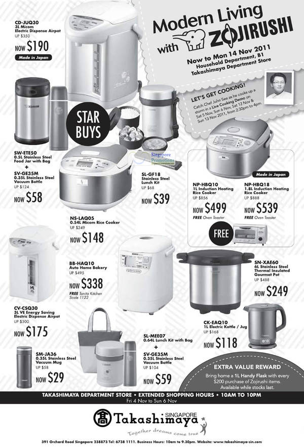 Featured image for (EXPIRED) Takashimaya Zojirushi Kitchenware Special Offers Promotion 5 – 14 Nov 2011