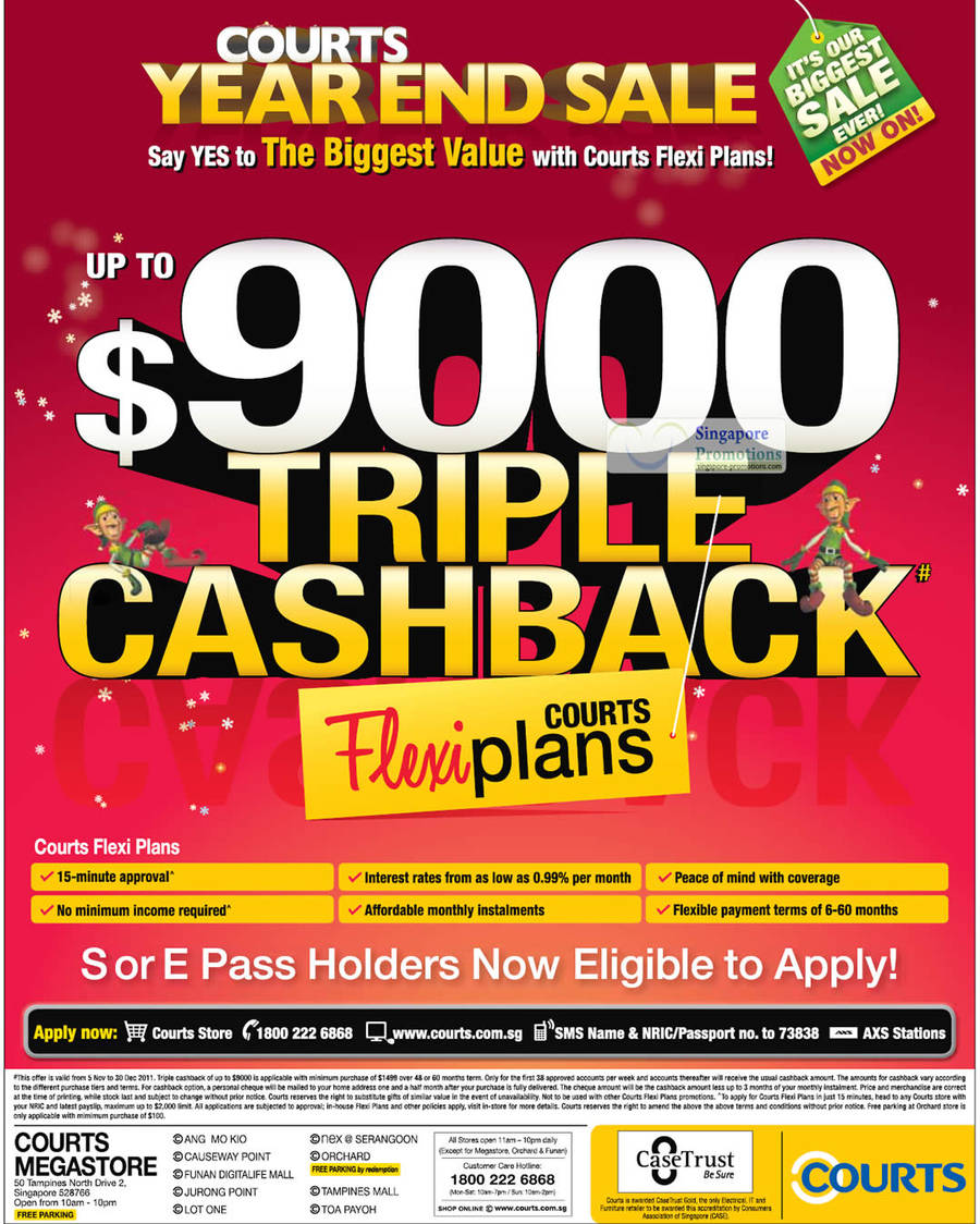 Up To 9000 Dollars Triple Cashback With Courts Flexiplans