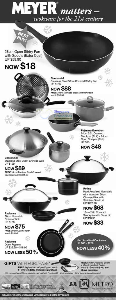 10 Dec Meyer Matters 28cm Open Stirfry Pan with Spouts (Extra Coat), Centennial Stainless Steel