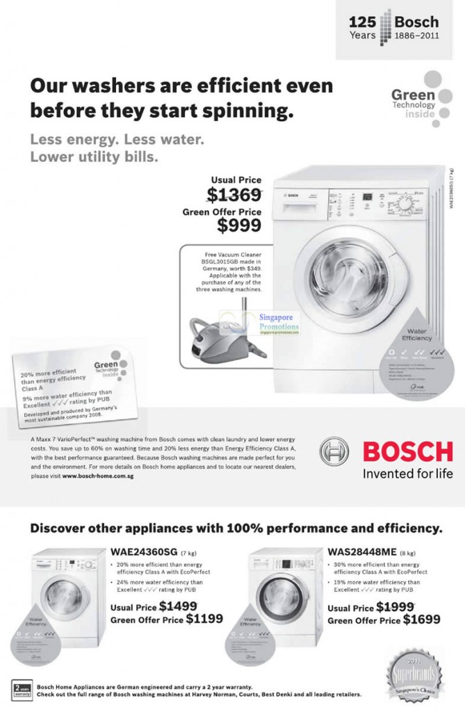 10 Dec Washing Machine WAE24360SG, WAS28448ME