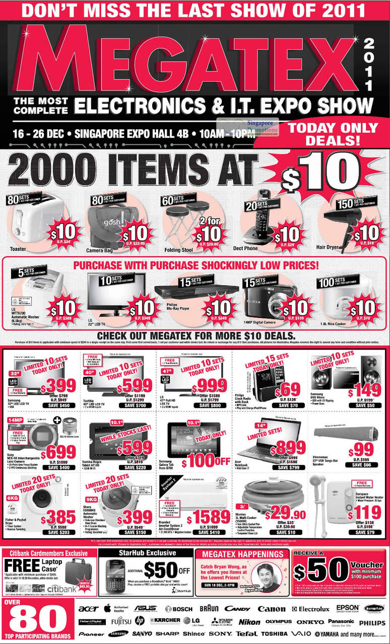 18 Dec LG WFT6700 Washer, Sony NEX-5K Digital Camera, Toshiba Regza Tablet AT100, Sharp ESN90HS Washer