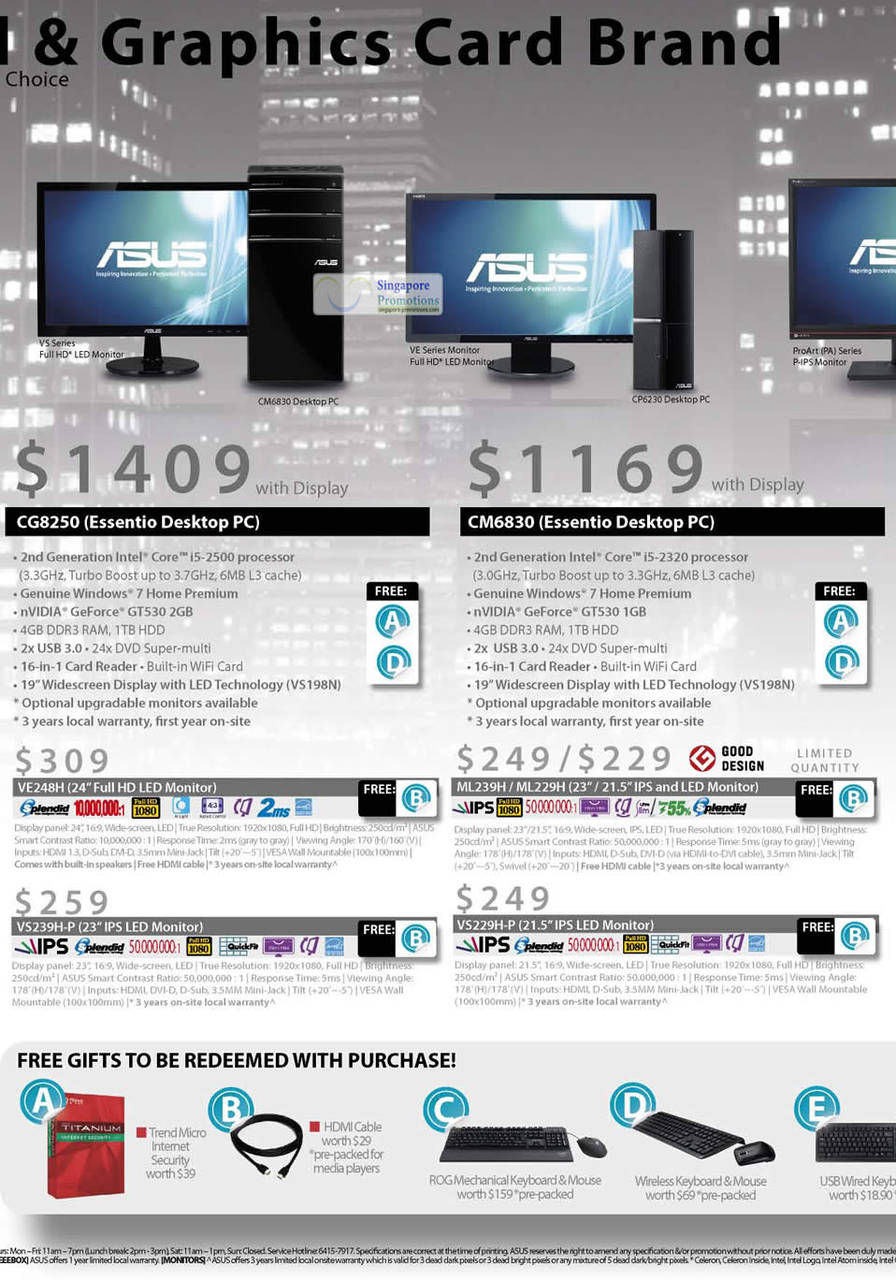 19 Dec ASUS CG8250 Essentio Desktop PC, ASUS CM6830 Essentio Desktop PC, ASUS VE248H Monitor