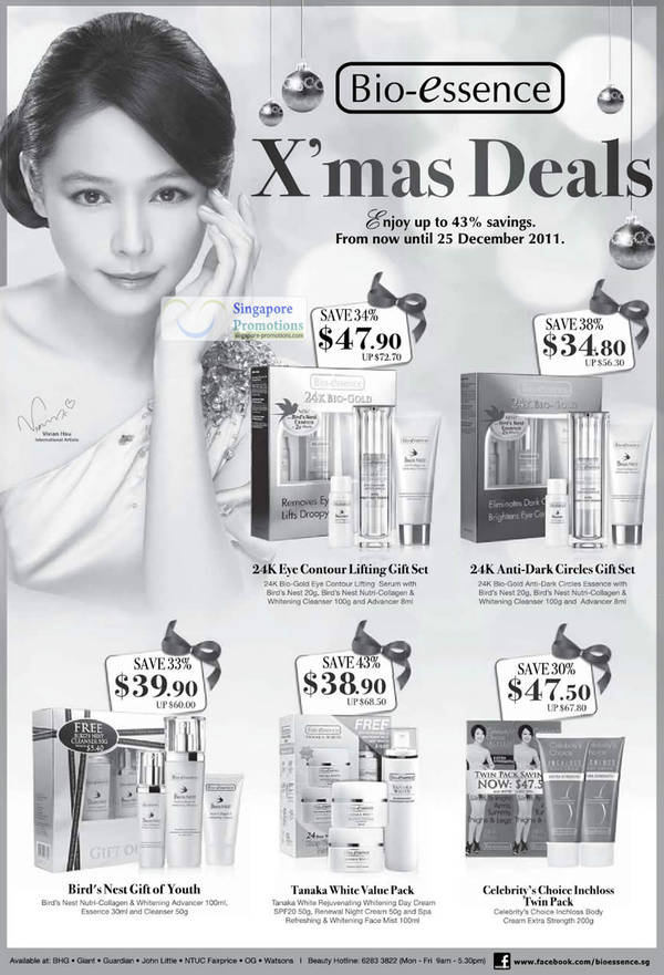 Featured image for Bio-Essence Christmas Promotions Up To 43% Off 8 – 25 Dec 2011