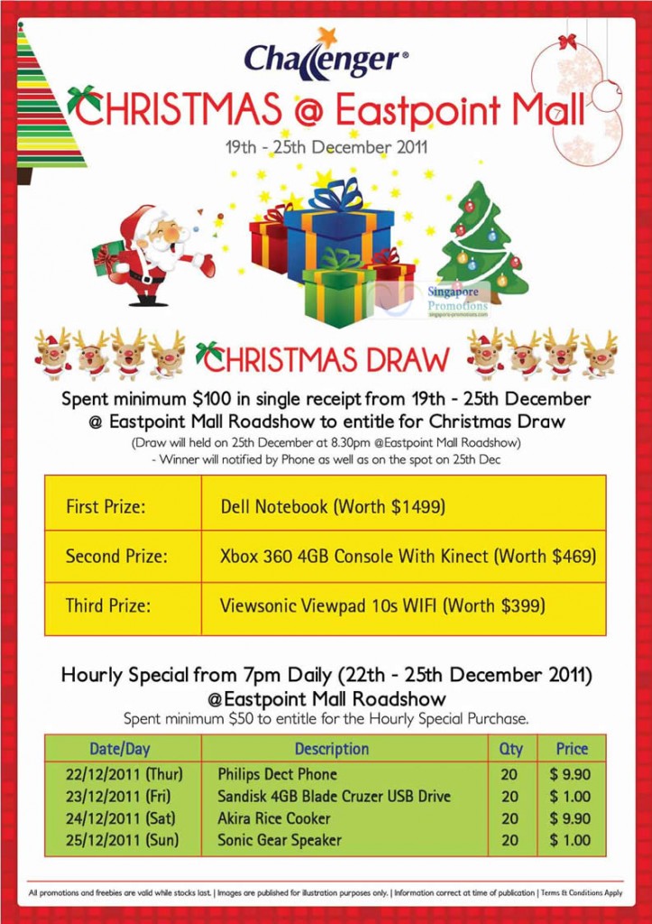 Christmas Draw, Hourly Special, Prizes