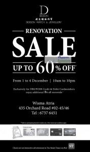 Featured image for (EXPIRED) Dickson Watch & Jewellery Sale Up To 60% Off Renovation Sale 1 – 4 Dec 2011
