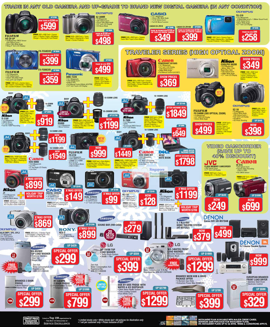 Digital Cameras, Washers, Fridge, Video Camcorders