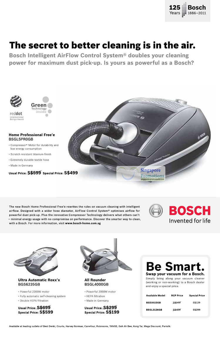 Featured image for Bosch Vacuum Cleaners & Washers Price List 3 Dec 2011
