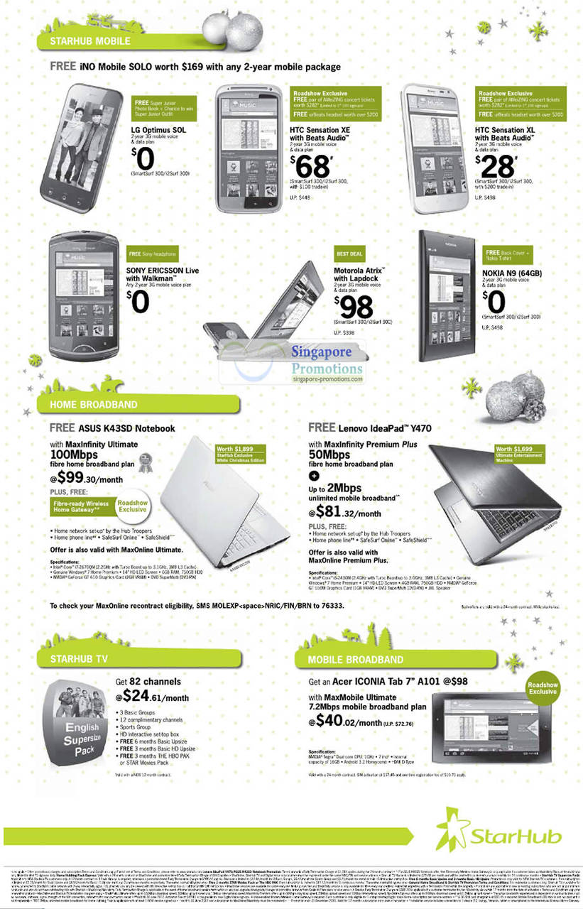 LG Optimus SOL, HTC Sensation XE, HTC Sensation XL, Sony Ericsson Live with Walkman, Motorola Atrix, Nokia N9, Lenovo IdeaPad Y470, ASUS K43SD Notebook, Acer Iconia Tab 7 A101