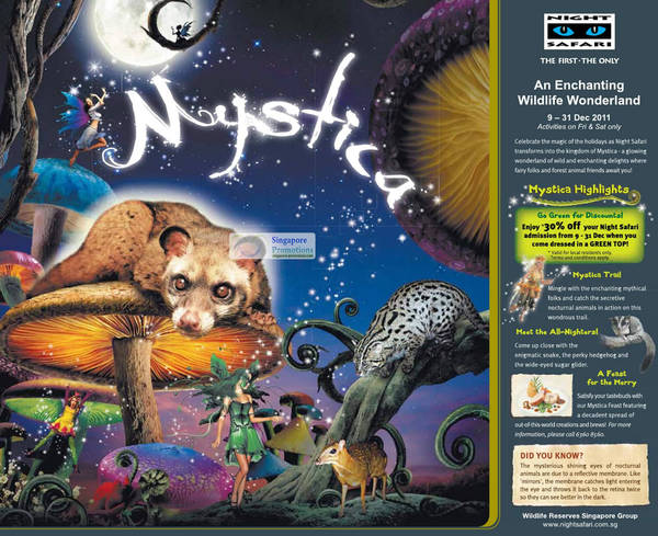 Featured image for (EXPIRED) Night Safari 30% Off Admission Tickets & Wildlife Activities 9 – 31 Dec 2011