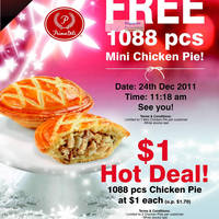 Featured image for (EXPIRED) Prima Deli FREE Mini Chicken Pies @ VivoCity 24 Dec 2011