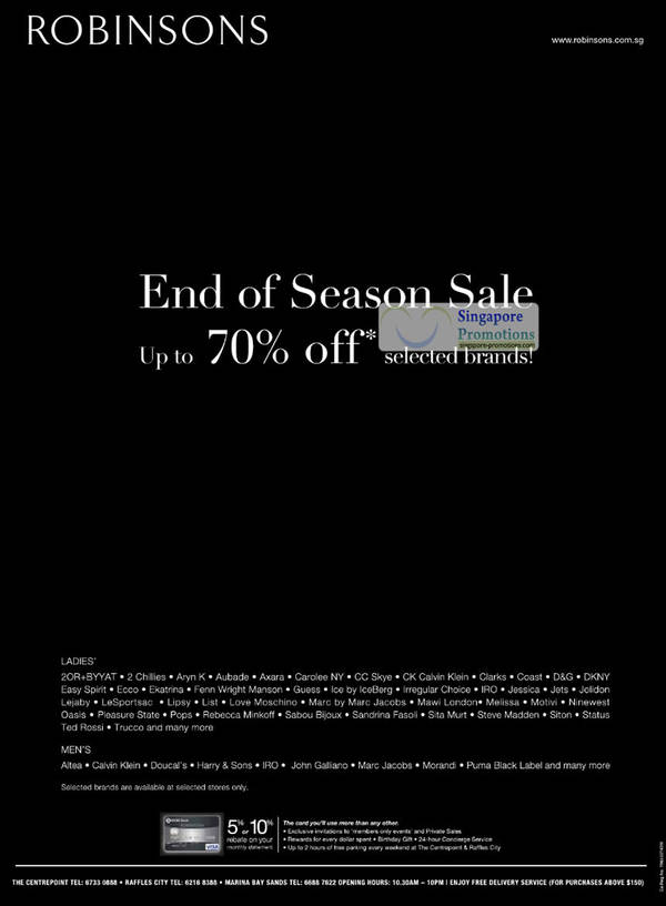 Featured image for (EXPIRED) Robinsons End of Season Sale Up To 70% Off 30 Dec 2011