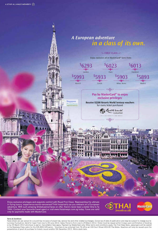 Featured image for (EXPIRED) Thai Airways Promotion Air Fares MasterCard Special Offers 14 Dec 2011 – 29 Mar 2012