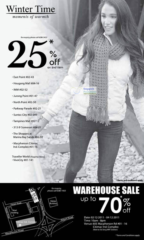 Featured image for (EXPIRED) Winter Time Warehouse Sale Up To 70% Off & 25% Off 2nd Item 2 – 4 Dec 2011