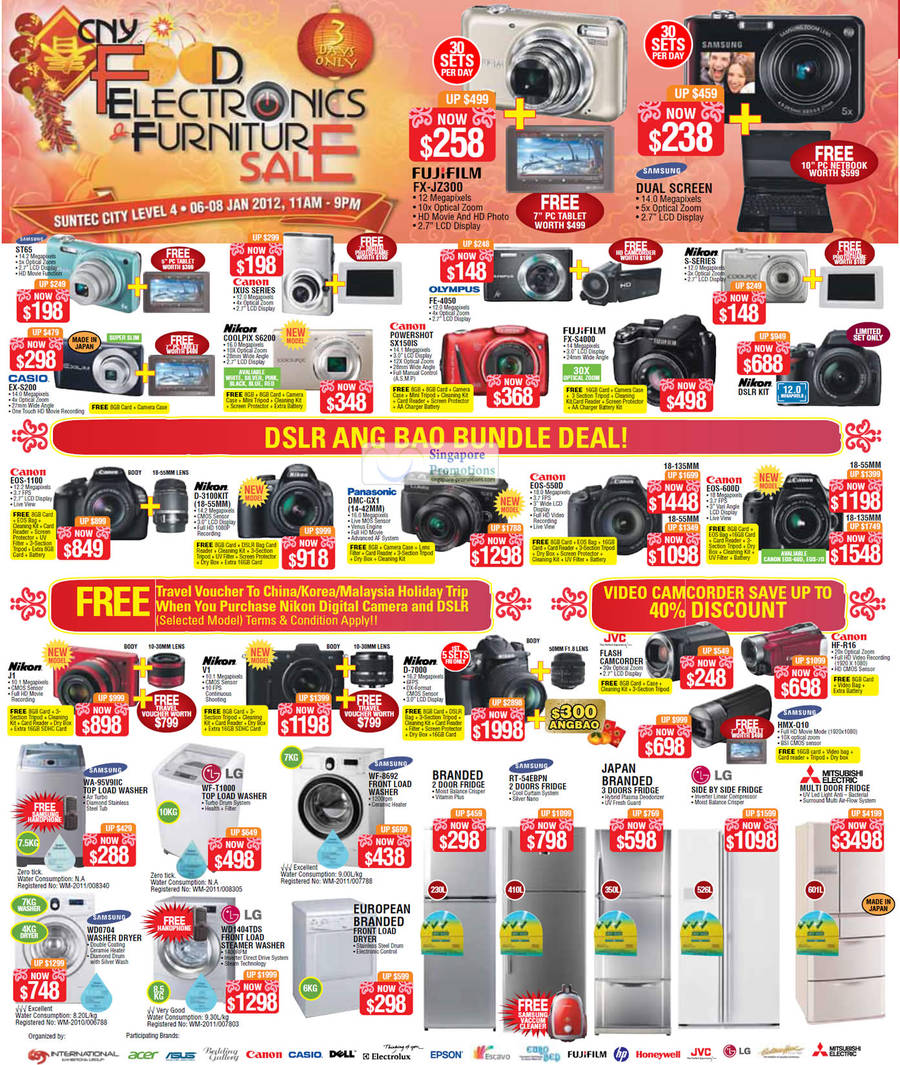 6 Jan Digital Cameras, Washers, Fridges, DSLR, Video Camcorders