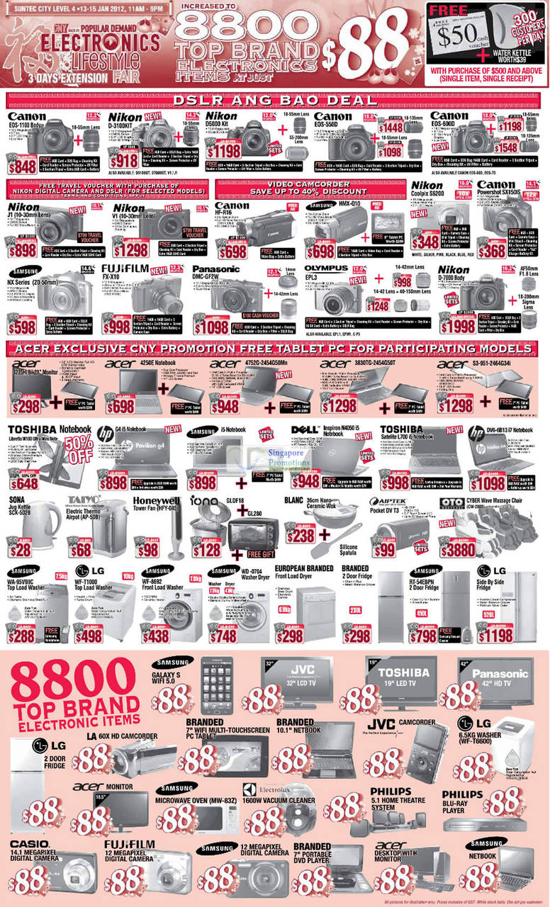 8800 88 Dollar Limited Deals, Digital Cameras, Notebooks, Washers, Fridges