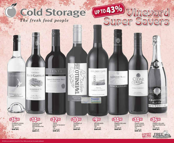Featured image for (EXPIRED) Cold Storage Up To 43% Off Wine Promotion 27 Jan – 2 Feb 2012