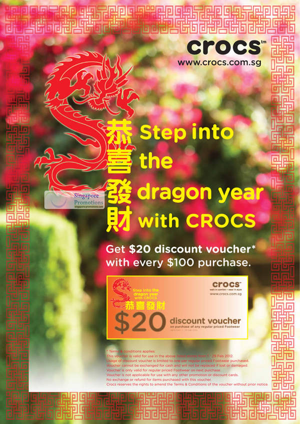 Featured image for (EXPIRED) Crocs Free $20 Voucher With Every $100 Purchase 4 – 22 Jan 2012