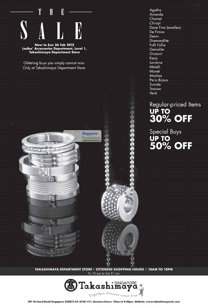 Glittering Accessories Takashimaya The Sale 13 Jan 26 Feb 2012