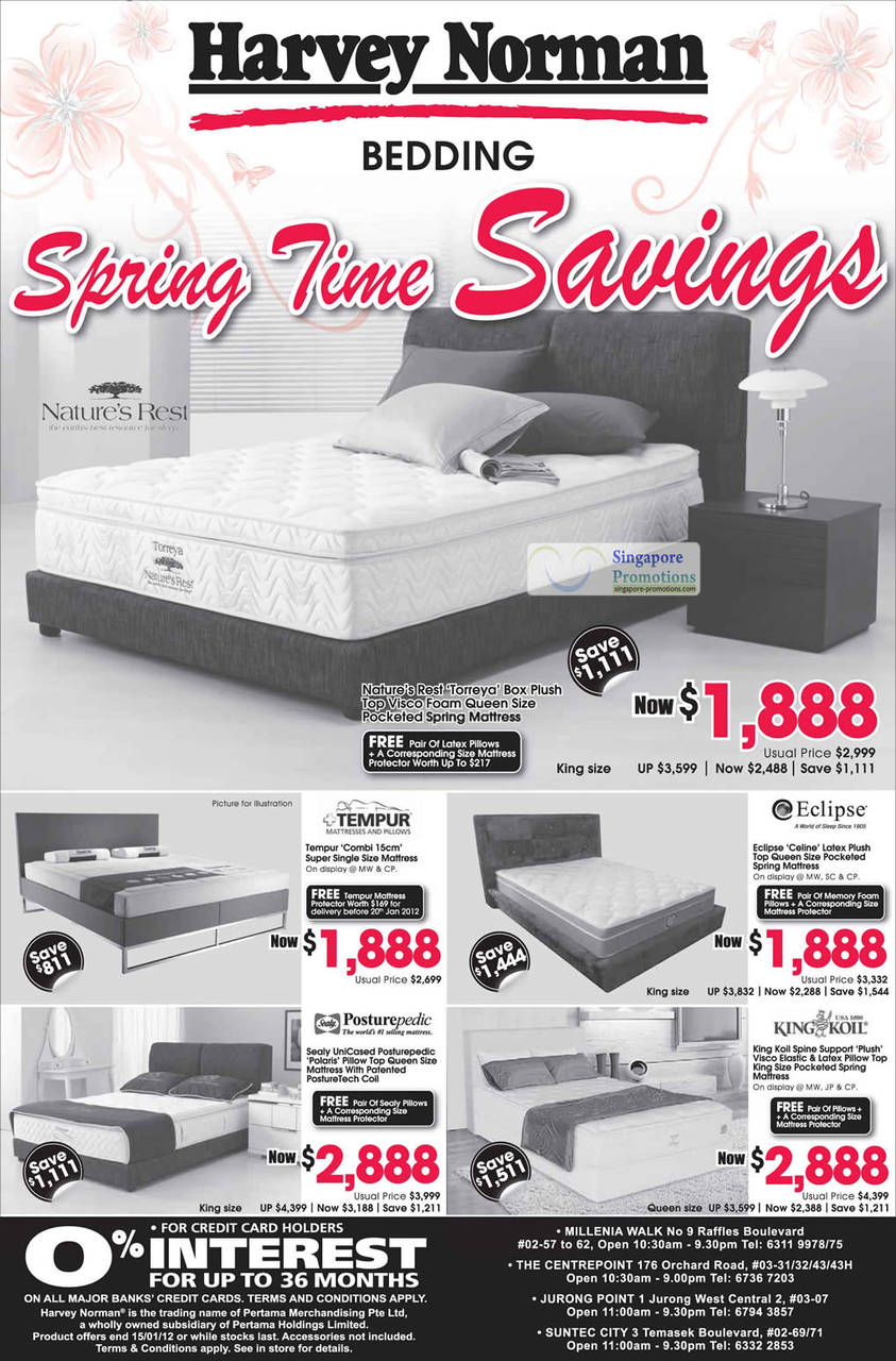 Mattresses, Tempur, Sealy PosturePedic, Eclipse, King Koil, Natures Rest