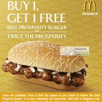 Featured image for (EXPIRED) McDonald’s Singapore Beef Prosperity Burger 1-for-1 Coupon 27 – 29 Jan 2012