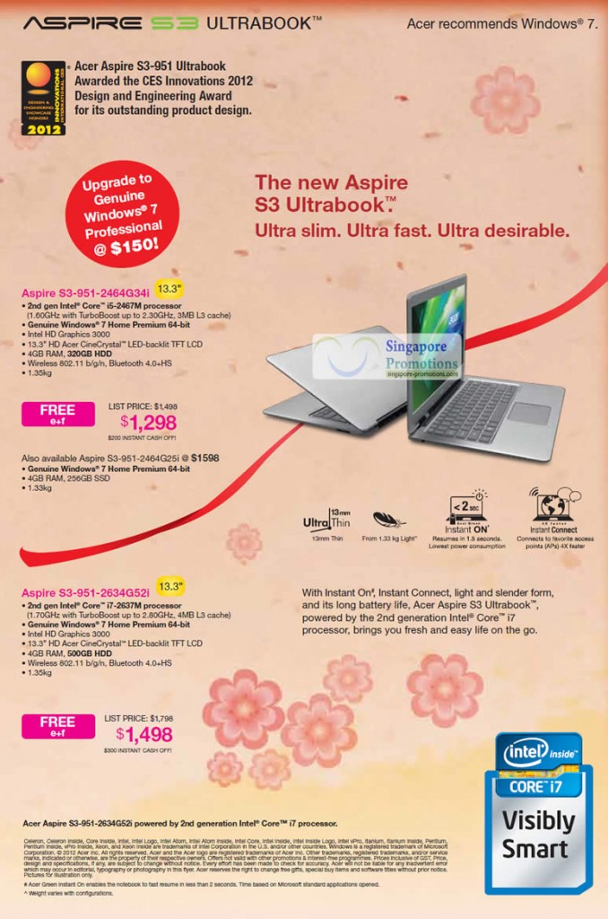 Notebooks Aspire S3 Ultrabook S3-951-2464G34i, S3-951-2634G52i