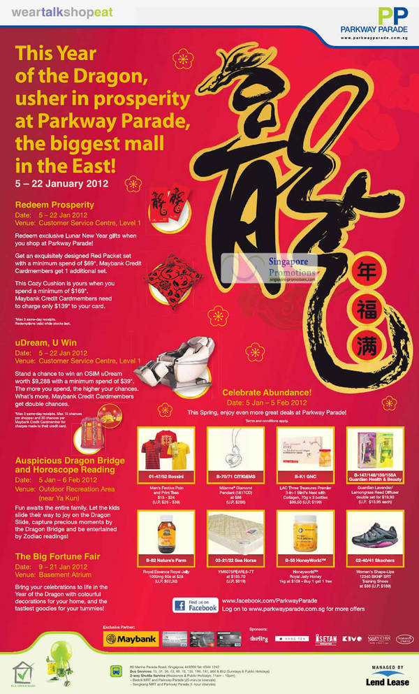 Featured image for (EXPIRED) Parkway Parade Chinese New Year Promotions & Activities 5 – 22 Jan 2012