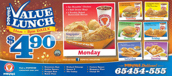 Featured image for Popeyes Singapore New Daily $4.90 Value Lunch 30 Jan 2012