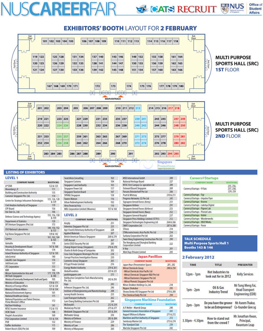 2 Feb Exhibitors, Talk Schedules