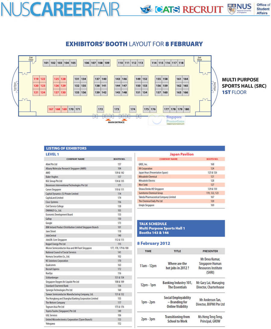 8 Feb Exhibitors, Talk Schedules