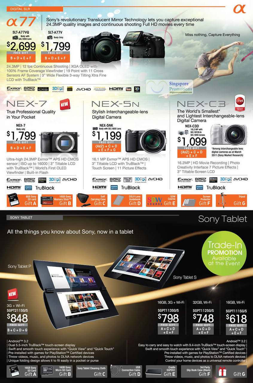 Alpha DSLR Digital Cameras, NEX Series, Sony Tablets