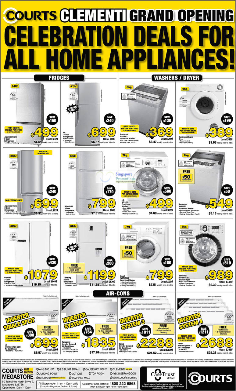 Fridges, Mitsubishi, Washers, Bosch, Samsung, Air Conditioners, LG, Sanyo, Panasonic