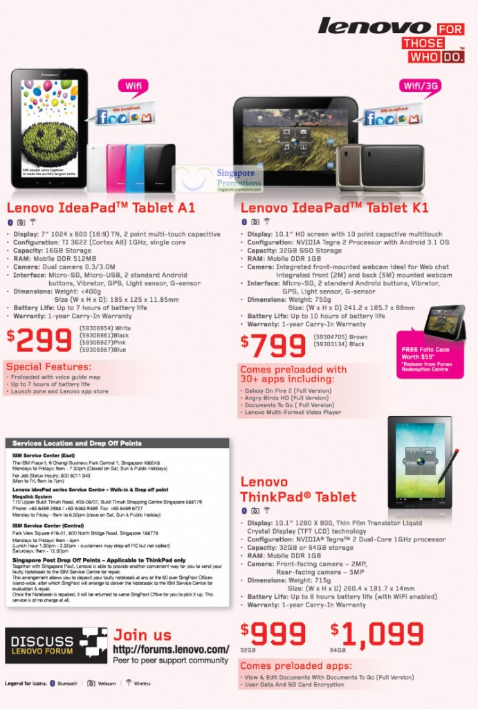 IdeaPad Tablet A1, IdeaPad Tablet K1, ThinkPad Tablet