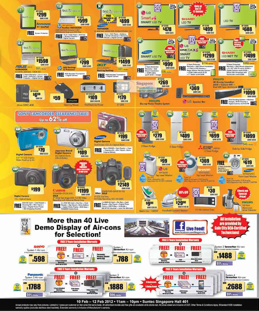 LED TVs, Digital Cameras, Camcorders, Fridges, Washers