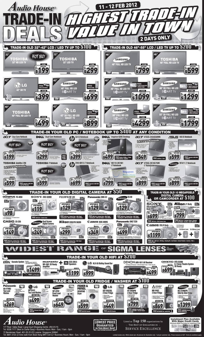 LED TVs, LCD TVs, Notebooks, Digital Cameras, Washers, Fridges