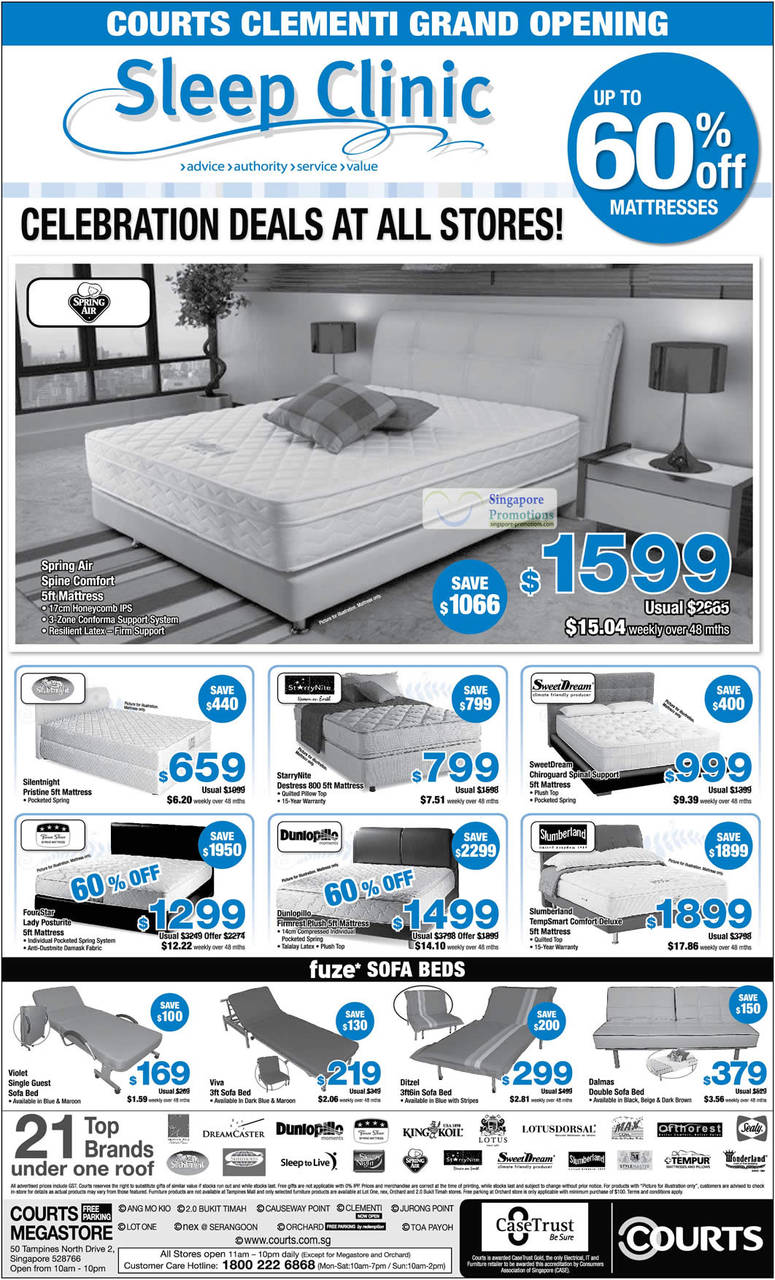 Mattresses, Silentnight, Starrynite, Sweetdream, Fourstar, Dunlopillo, Slumberland, Fuze Sofa Beds