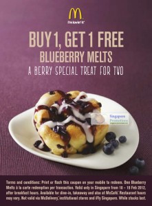 Featured image for McDonald’s Singapore 1-For-1 Blueberry Melts Coupon 10 – 19 Feb 2012