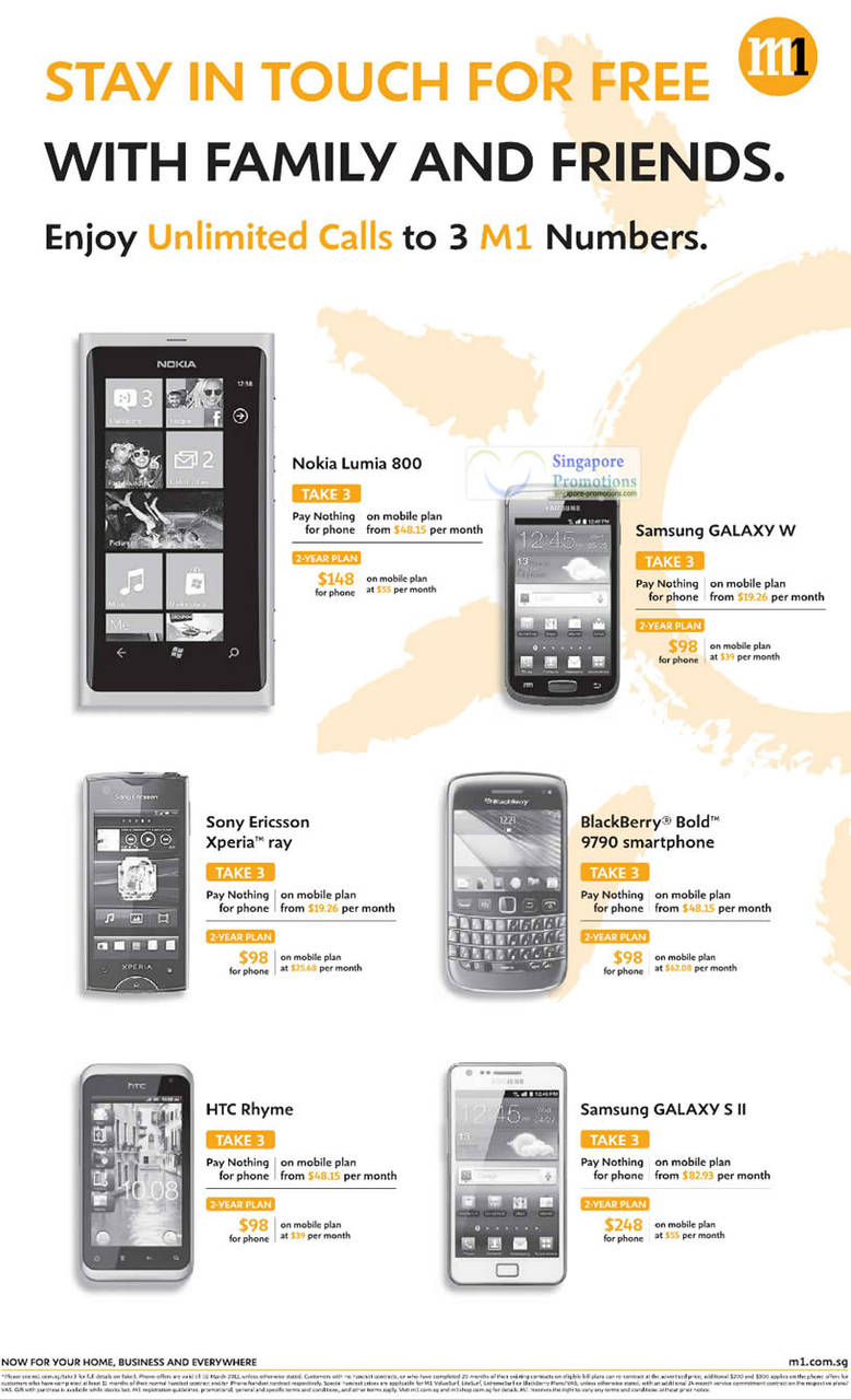 Nokia Lumia 800, Samsung Galaxy W, Galaxy S II, SE Xperia Ray, Blackberry Bold 9790, HTC Rhyme