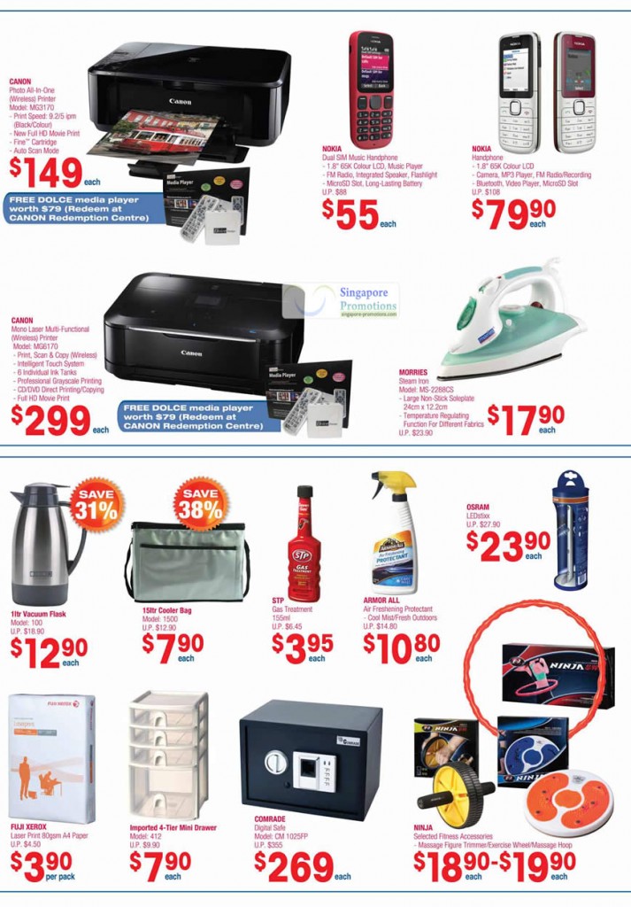 Photo Printer, Handphones, Steam Iron, Cooler Bag, Fitness Accessories