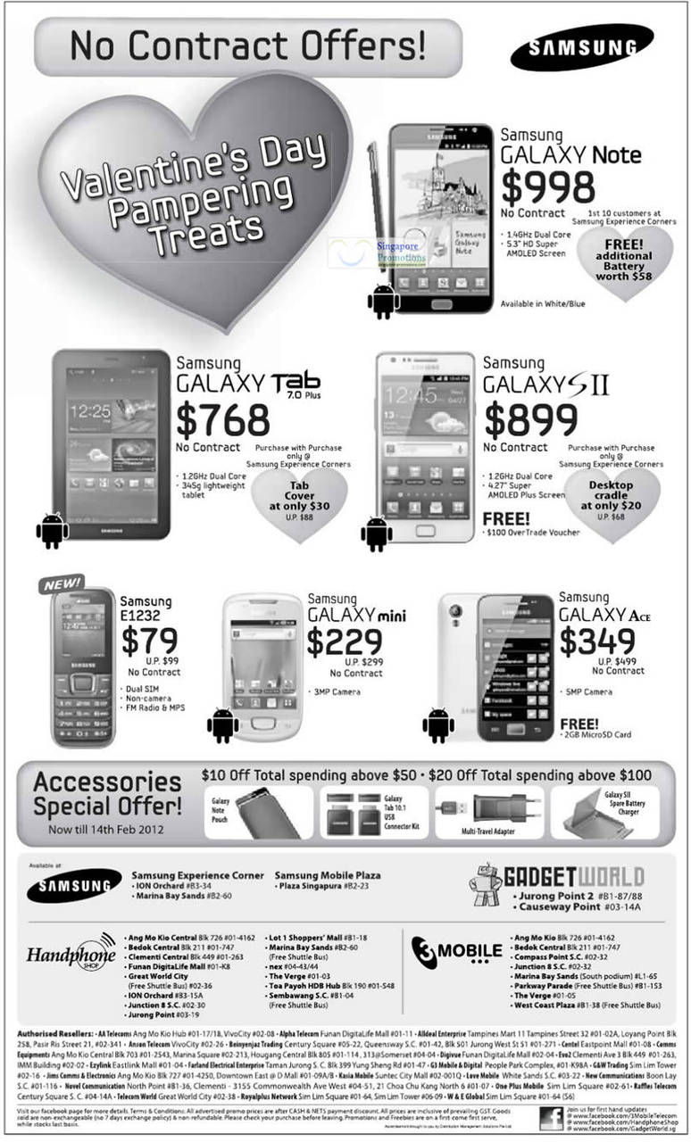 Samsung Galaxy Note, Galaxy Tab, Galaxy S II, E1232, Galaxy Mini, Galaxy Ace