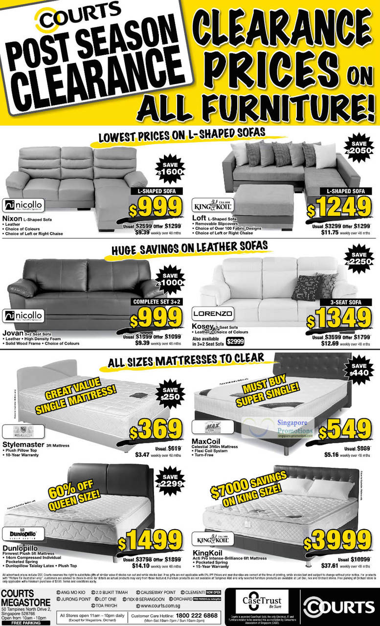 Sofa Sets, Nicollo, King Koil, Lorenzo, Mattresses, Maxcoil, Dunlopillo, King Koil