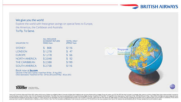 Featured image for (EXPIRED) British Airways Air Fares Promotion Offers 16 Feb – 15 Mar 2012